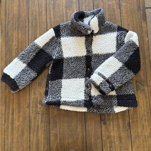 Cozy Checkered Kids Sherpa Jacket
